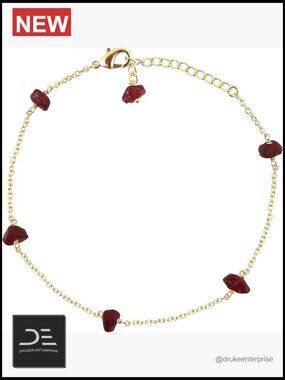 Natural Raw Gemstone Cluster Anklet, Rough Stones Hanging Ankle Bracelet, Gold